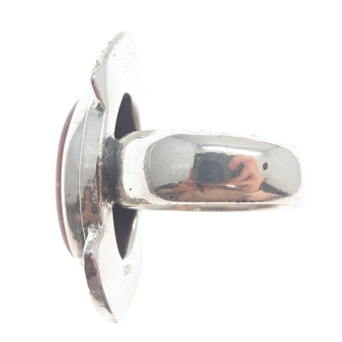 925 Sterling Silver Vintage Real Carnelian Modernist Arrow Ring Size 8