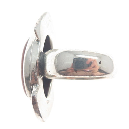 925 Sterling Silver Vintage Real Carnelian Modernist Arrow Ring Size 8