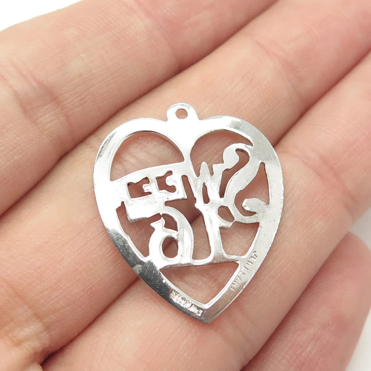 925 Sterling Silver Vintage Jewelart "Sweet 16" Heart Charm Pendant