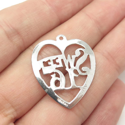 925 Sterling Silver Vintage Jewelart "Sweet 16" Heart Charm Pendant