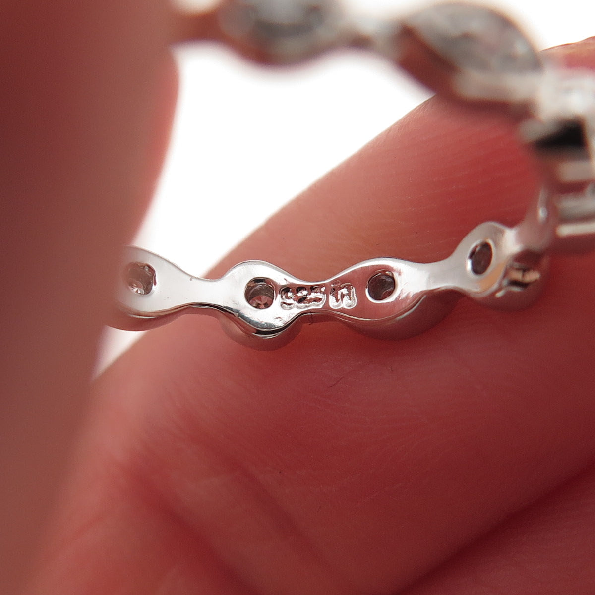 925 Sterling Silver Round-Cut C Z All Around Eternity Band Ring Size 6
