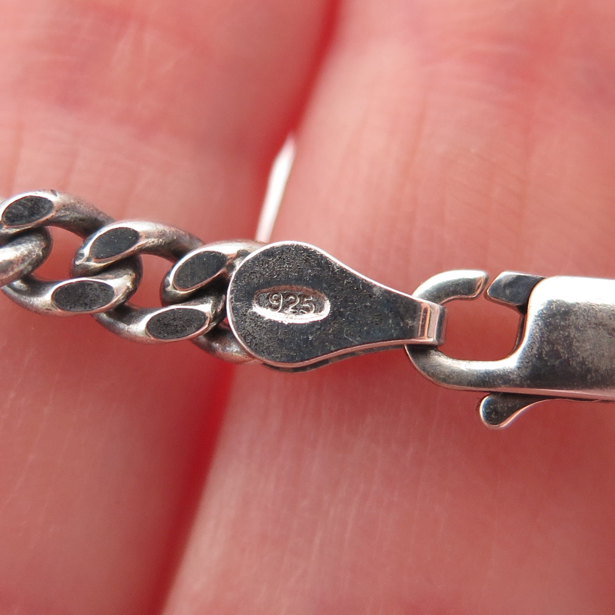 925 Sterling Silver Vintage Italy Figaro Chain Oxidized Necklace 24"