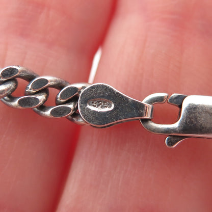 925 Sterling Silver Vintage Italy Figaro Chain Oxidized Necklace 24"