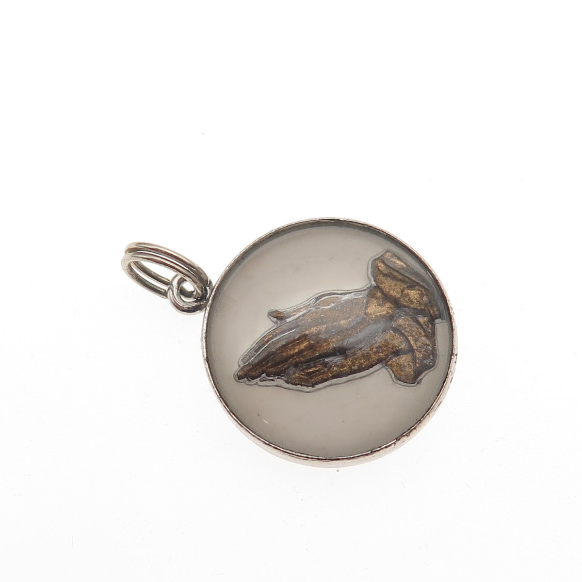 925 Sterling Silver Antique Art Deco Prayer Hands Religious Mini Charm Pendant