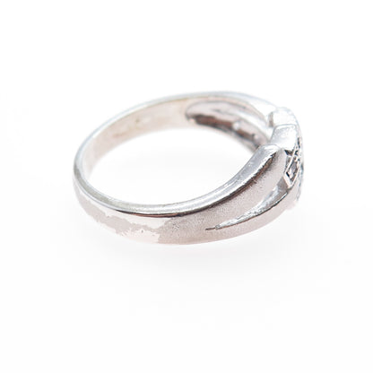 925 Sterling Silver Vintage Round-Cut C Z Geometric Ring Size 9.25