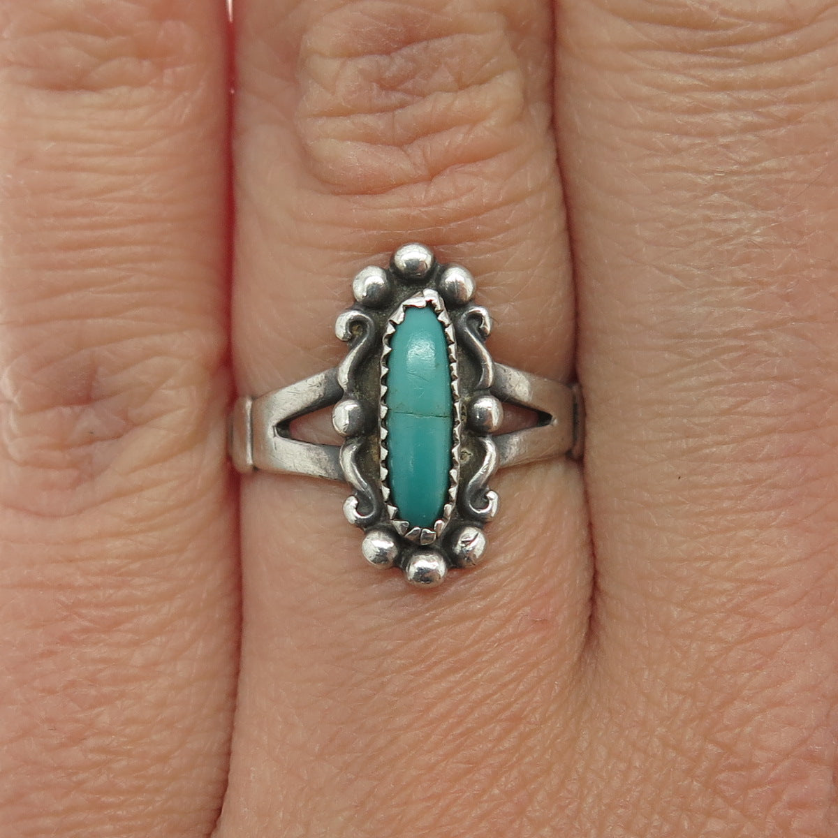 BELL TRADING POST Old Pawn 925 Sterling Silver Kingman Turquoise Ring Size 6.5