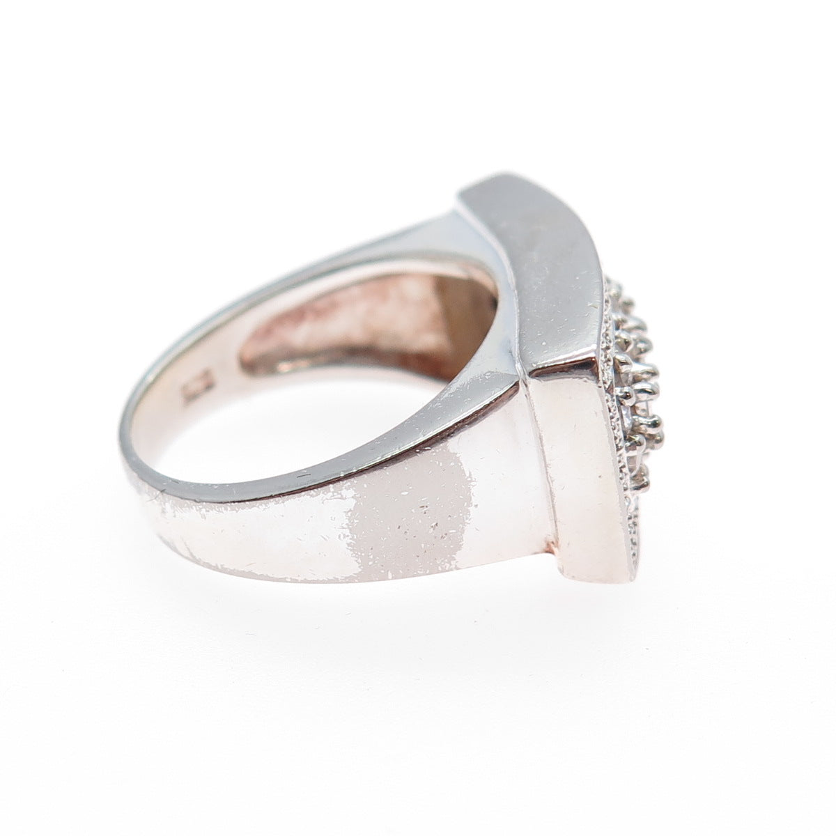 925 Sterling Silver Vintage Round-Cut C Z Statement Ring Size 6.25