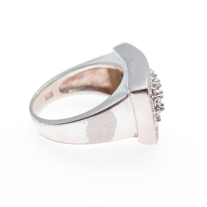 925 Sterling Silver Vintage Round-Cut C Z Statement Ring Size 6.25