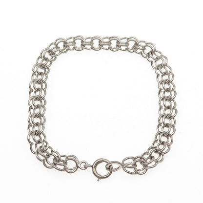 925 Sterling Silver Antique Art Deco Bismark Link Bracelet 7.5"
