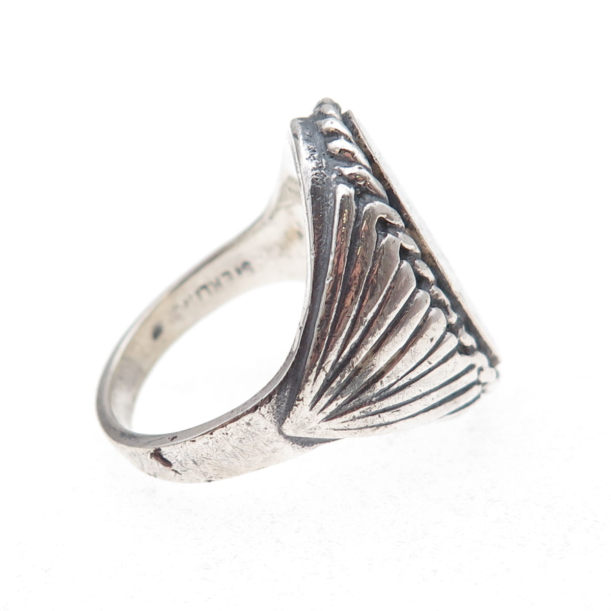 James Francisco Old Pawn Sterling Silver Vintage Turquoise Inlay Ring Size 8.75