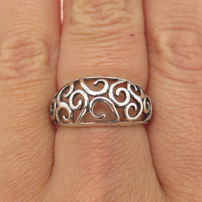 925 Sterling Silver Vintage Swirl Ring Size 7.5
