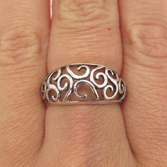 925 Sterling Silver Vintage Swirl Ring Size 7.5