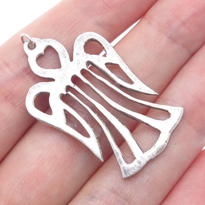 925 Sterling Silver Vintage Angel Cutout Oxidized Pendant