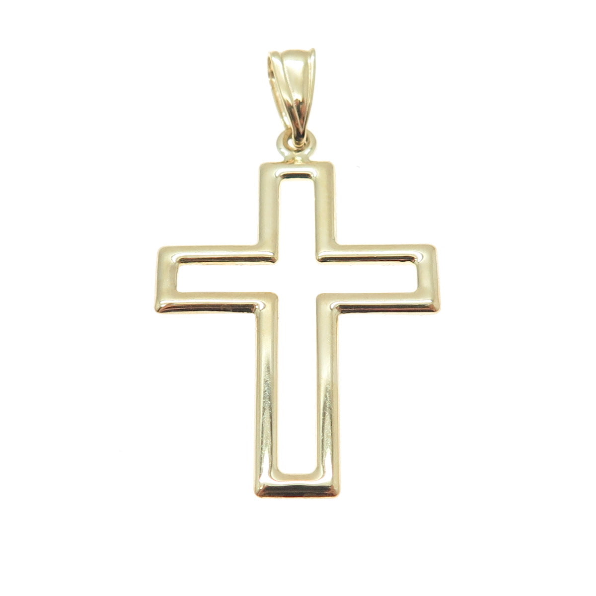 14K Yellow Gold Open Cross Religious Charm Pendant