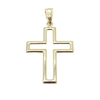 14K Yellow Gold Open Cross Religious Charm Pendant