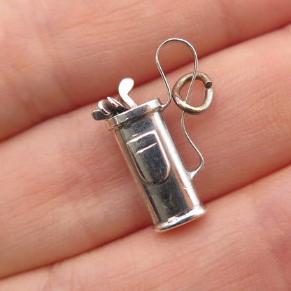 925 Sterling Silver Antique Art Deco Golf Club Mini 3D Charm Pendant