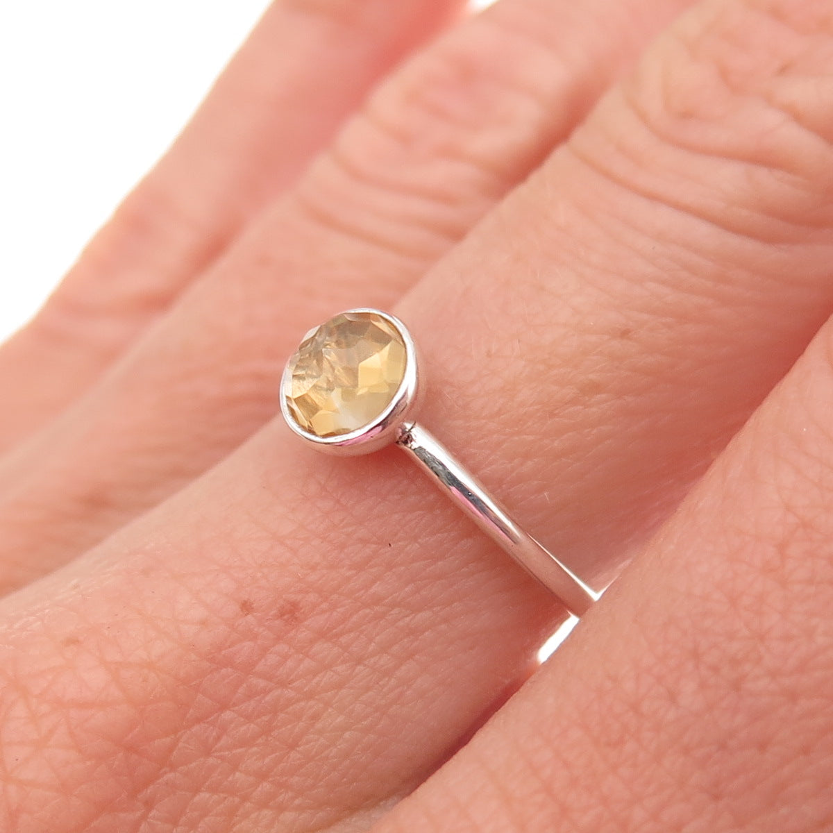 Pandora 925 Sterling Silver Real Citrine November Birthstone Droplet Ring Size 6
