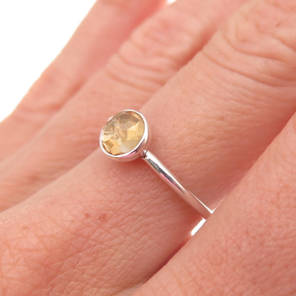 Pandora 925 Sterling Silver Real Citrine November Birthstone Droplet Ring Size 6