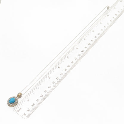 Chuck Clemency 925 Sterling 2-Tone Real Turquoise Opal Topaz Chain Necklace 20"