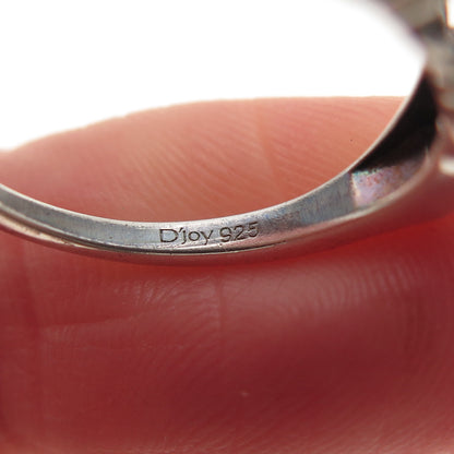 D'JOY 925 Sterling Silver Vintage Real Oval-Cut White Topaz Ring Size 5.75