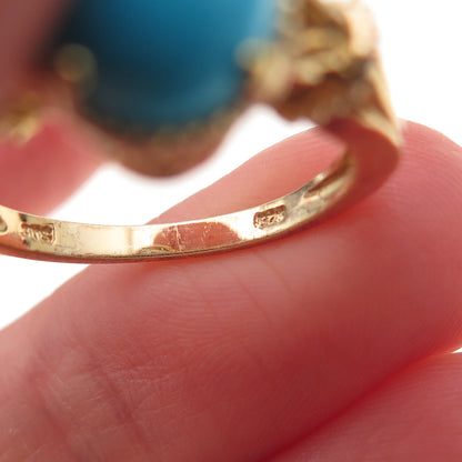 Chuck Clemency 925 Sterling Silver Gold Plated Real Turquoise Ring Size 8.25