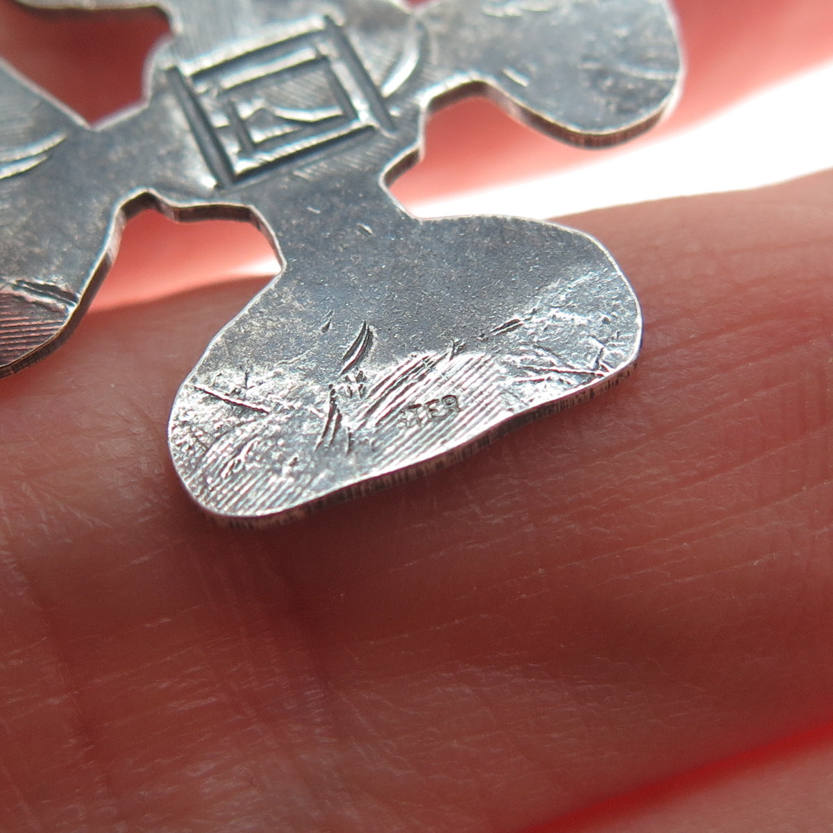 Old Pawn 925 Sterling Silver Vintage Southwestern Cross Oxidized Pendant