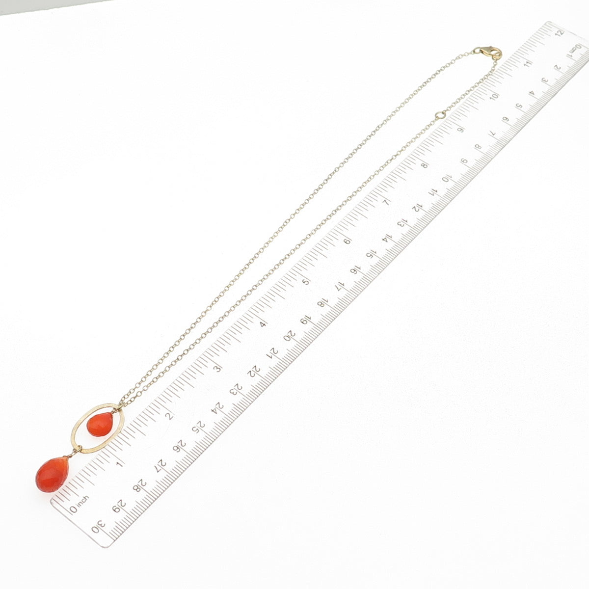 925 Sterling Silver Gold Plated Real Carnelian Chain Necklace 18-20"