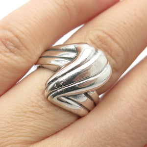 925 Sterling Silver Vintage Ribbed Ring Size 7