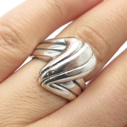 925 Sterling Silver Vintage Ribbed Ring Size 7
