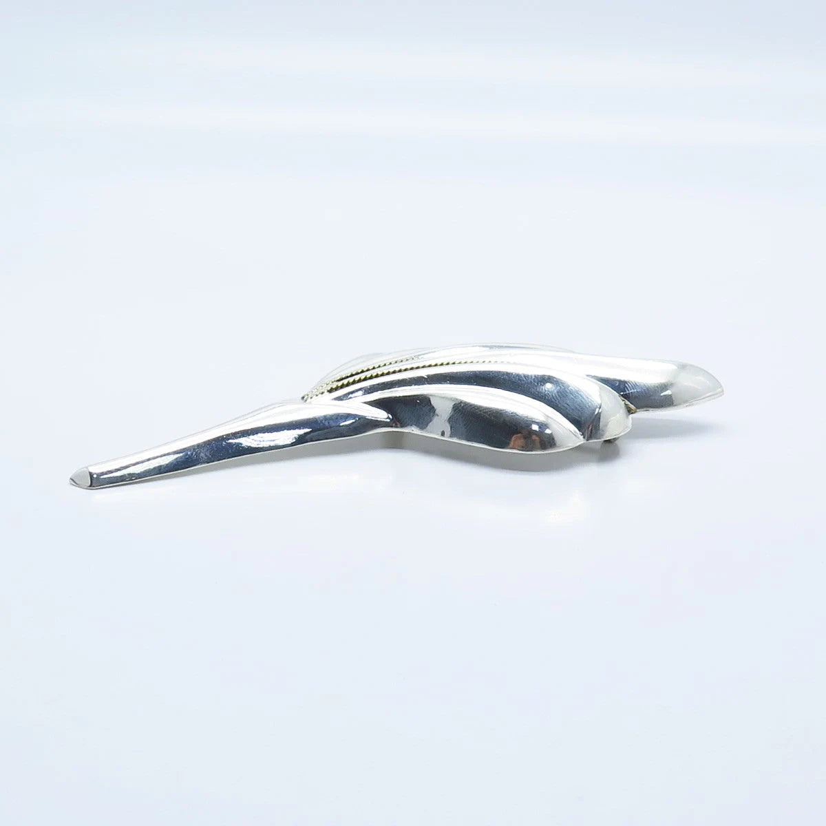 925 Sterling Silver 2-Tone Vintage Mexico Calla Lily Floral Pin Brooch
