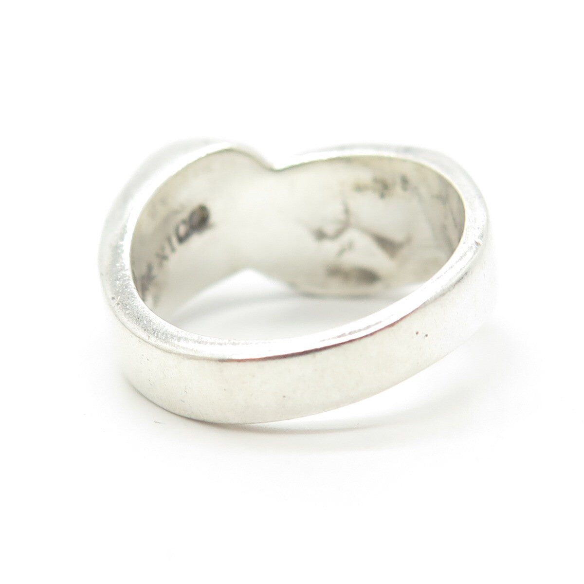 925 Sterling Silver Vintage Mexico Modernist Bypass Ring Size 6.5