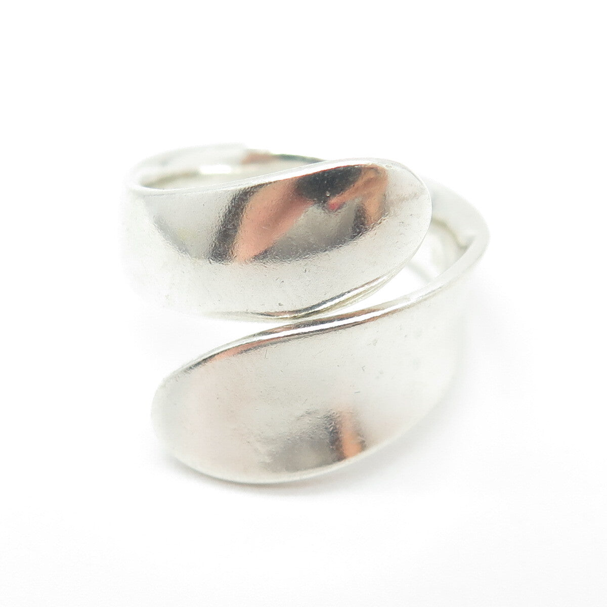 PLUS ONE 925 Sterling Silver Vintage Modernist Adjustable Ring Size 8.5