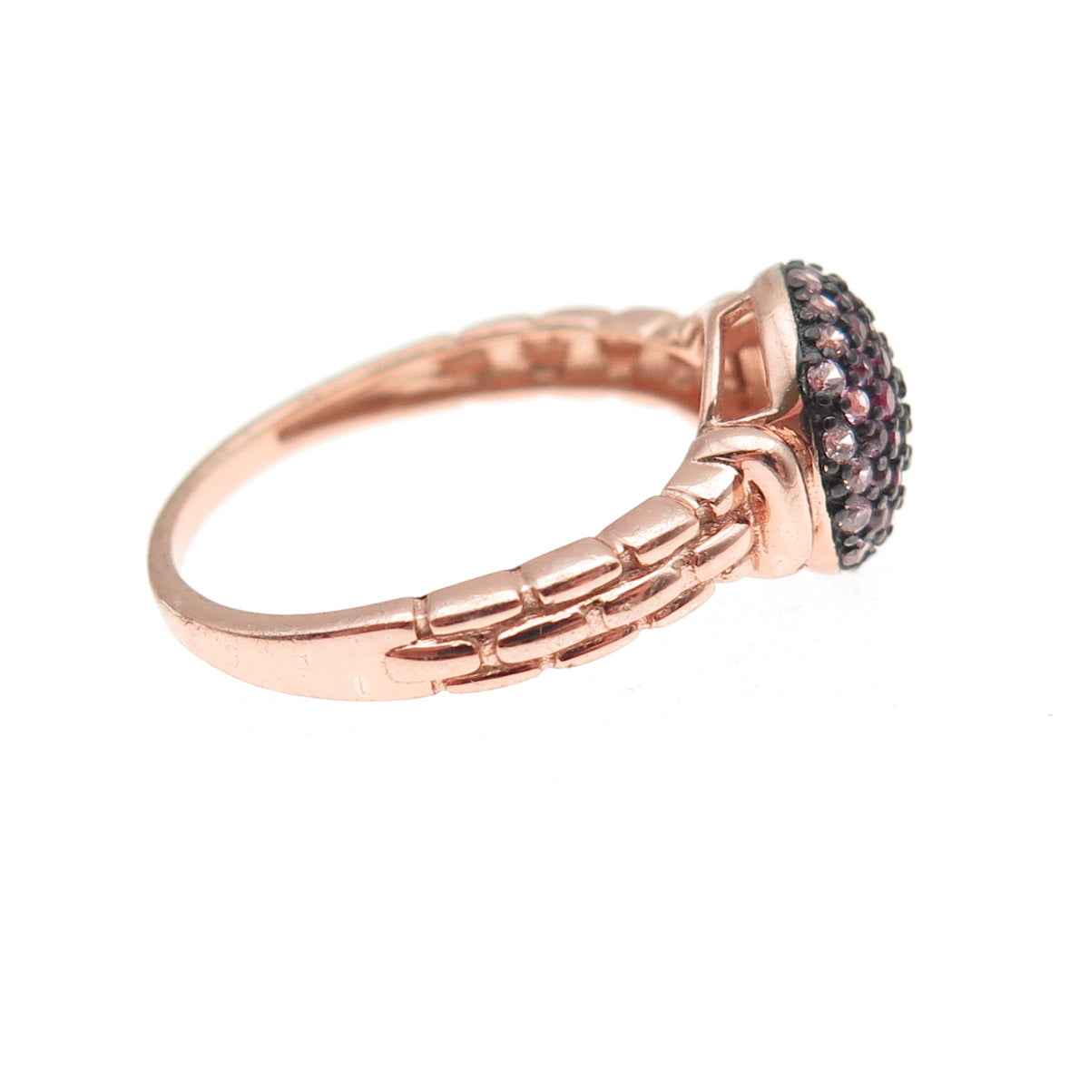 925 Sterling Silver Rose Gold Plated Lab-Created Ruby & Pink C Z Ring Size 7.25