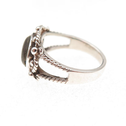 Charles Winston 925 Sterling Silver Vintage Real Abalone Shell Ring Size 5.25