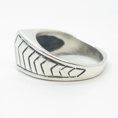 925 Sterling Silver Vintage Etched Striped Ring Size 9