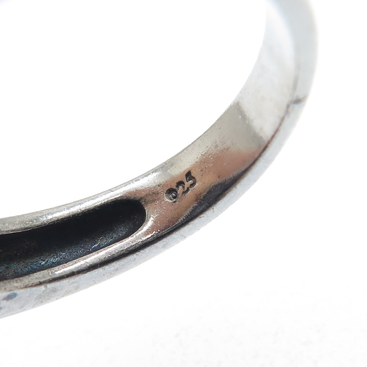 925 Sterling Silver Real Opal Blue & White C Z Heart Ring Size 7.25