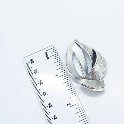 925 Sterling Silver Vintage BEAU Textured Modernist Pin Brooch