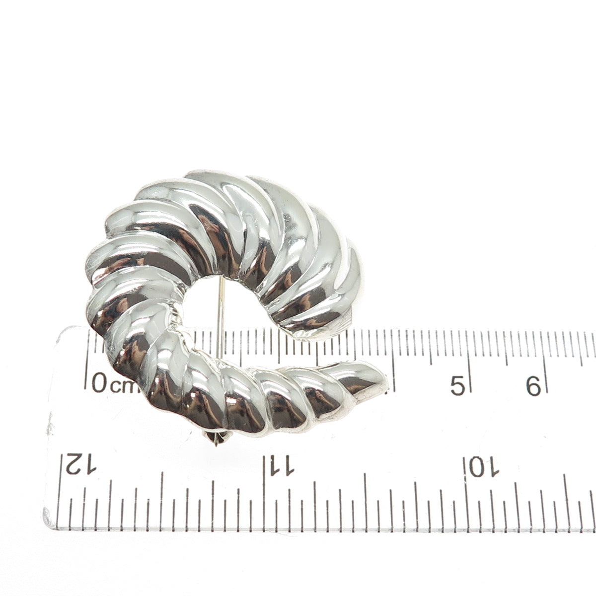 MWS Mark Wasserman Samara 925 Sterling Silver Vintage Modernist Ribbed Brooch