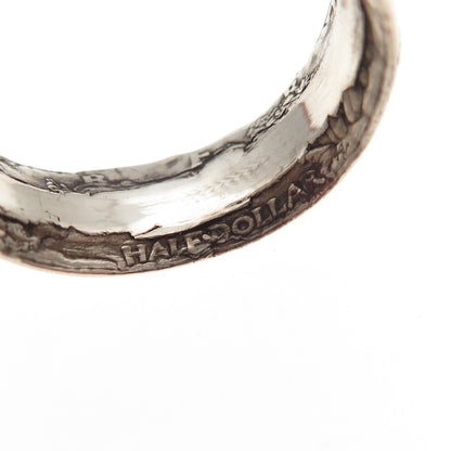 900 Silver Antique 1946 US Walking Liberty Half Dollar Coin Band Ring Size 9.5