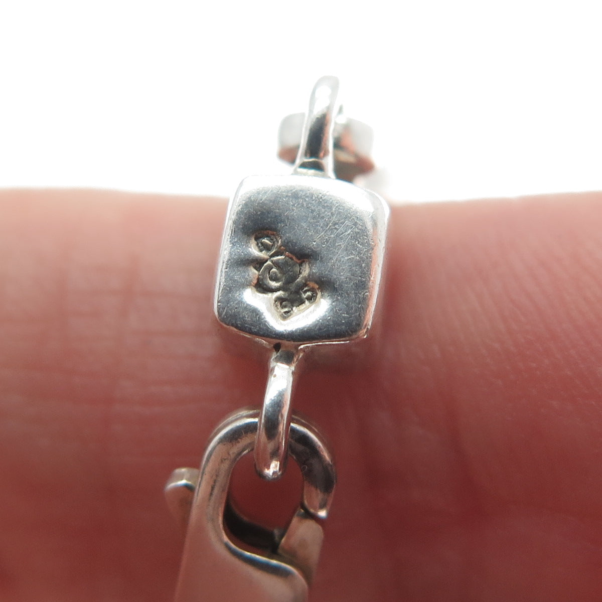 DOUG PAULUS Sterling Silver Vintage Real Moonstone Geometric Link Bracelet 7"