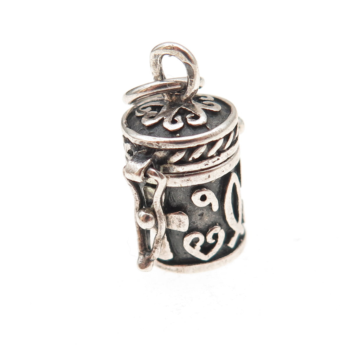 925 Sterling Silver Vintage Cross Prayer Box / Urn Oxidized Charm Pendant
