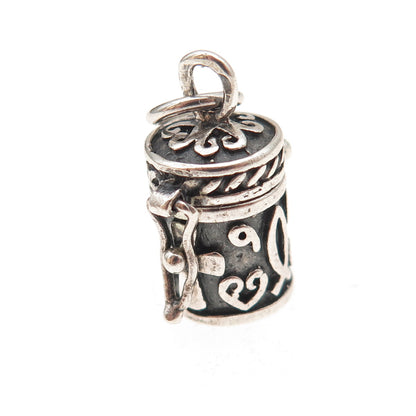 925 Sterling Silver Vintage Cross Prayer Box / Urn Oxidized Charm Pendant