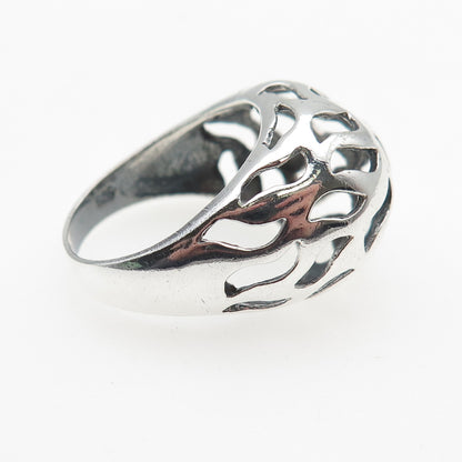 925 Sterling Silver Vintage Modernist Wavy Dome Oxidized Ring Size 9