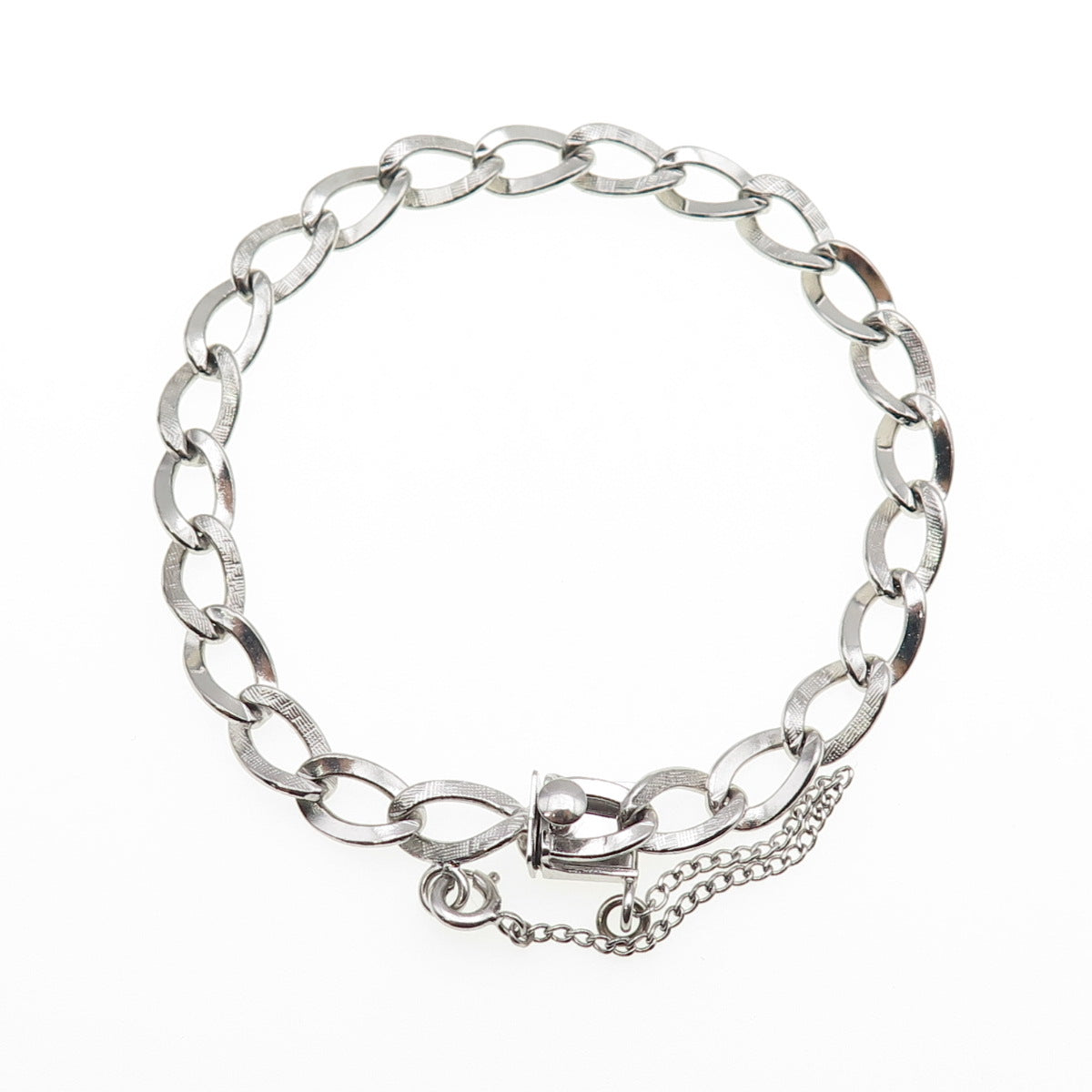A&Z HAYWARD 925 Sterling Silver Vintage Curb Link Bracelet 7.25"