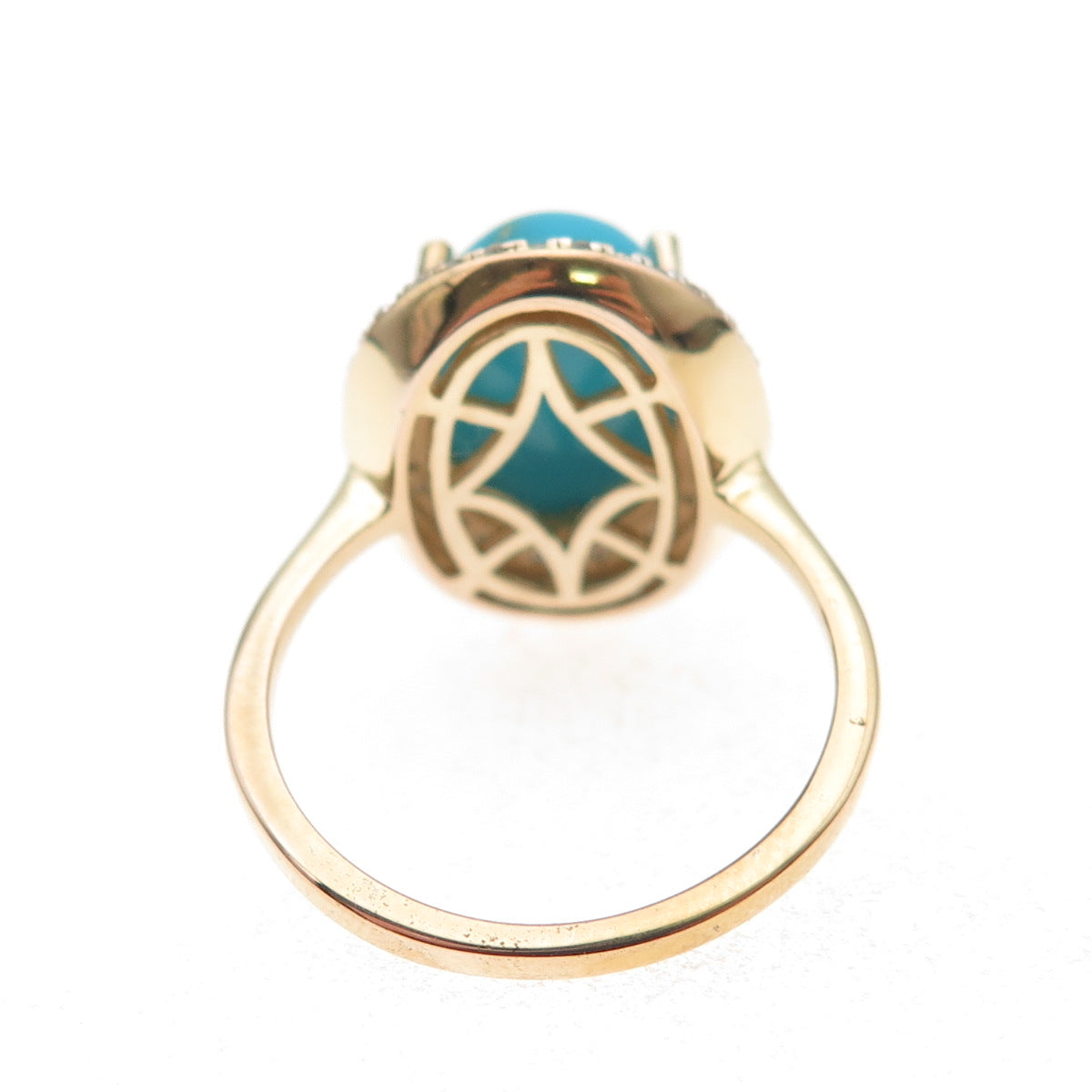 D'Joy 925 Sterling Gold Plated White & Smoky Diamond Turquoise Ring Size 8.25