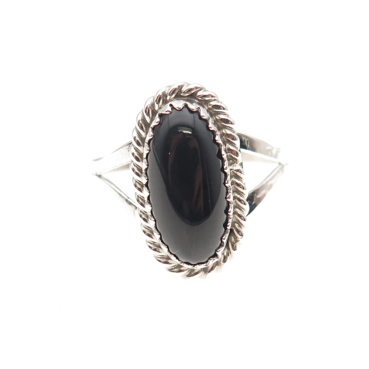 Jason Livingston Navajo Old Pawn 925 Sterling Vintage Black Onyx Ring Size 8.5