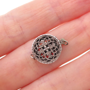 925 Sterling Silver Antique Art Deco Bracelet / Necklace Filigree Box Lock Clasp