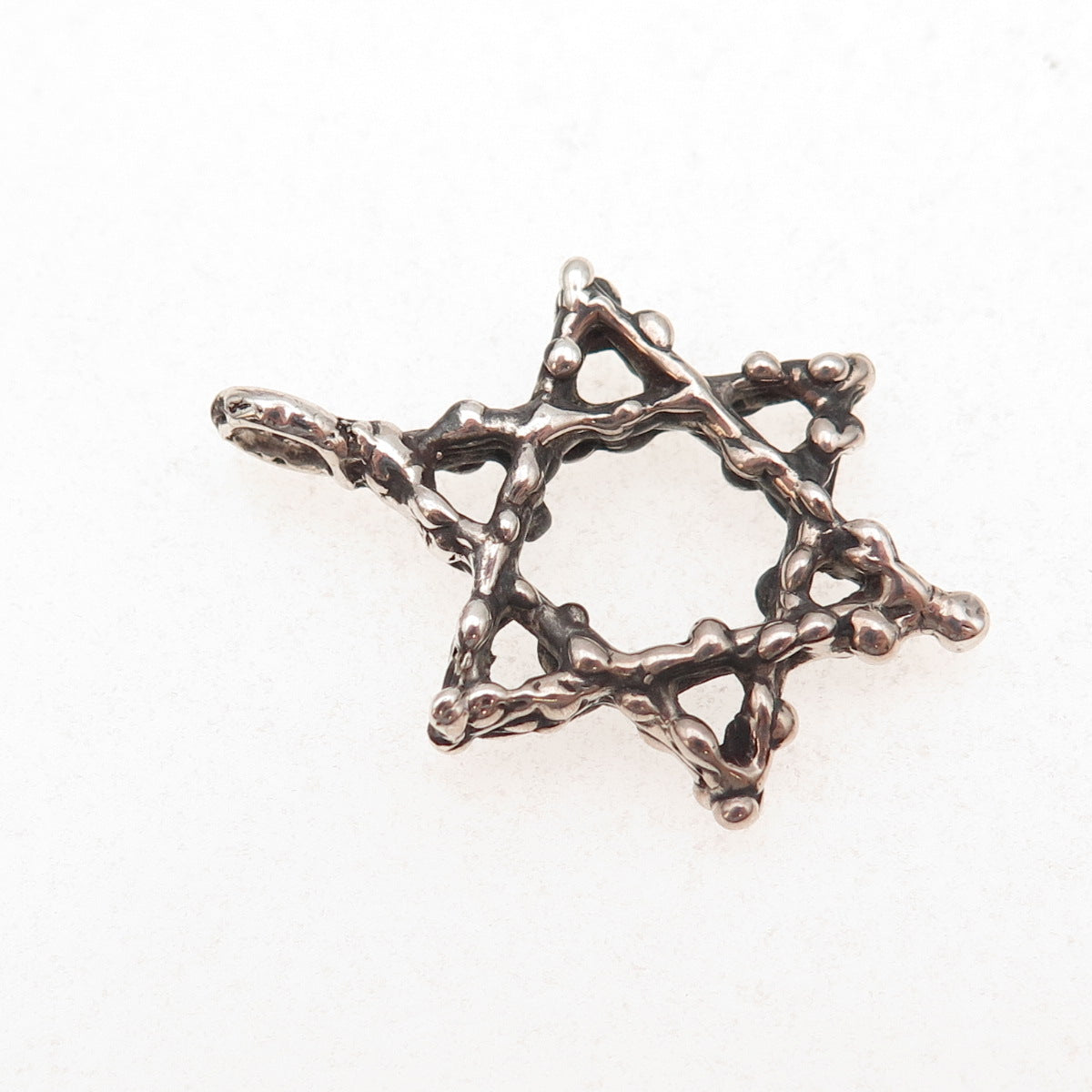 925 Sterling Silver Vintage Star of David Oxidized Charm Pendant