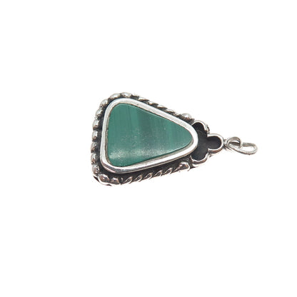 Old Pawn 925 Sterling Silver Vintage Southwestern Malachite Tribal Charm Pendant