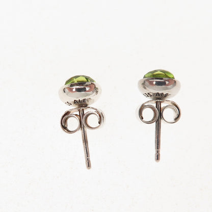Pandora 925 Sterling Silver Real Peridot August Birthday Blooms Stud Earrings